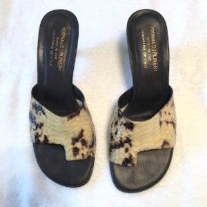 Donald J. Pliner Snakeskin Leather Kitten Heel Sandal